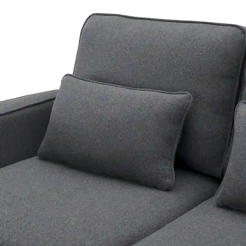 104 4-Seater Modern Linen Fabric Sofa with Armrest Pockets and 4 Pillows 4
