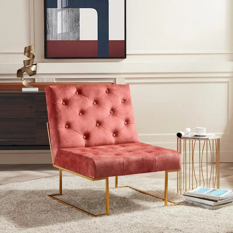 Corvus Savannah Tufted Velvet Upholstered Lounge Accent Chair