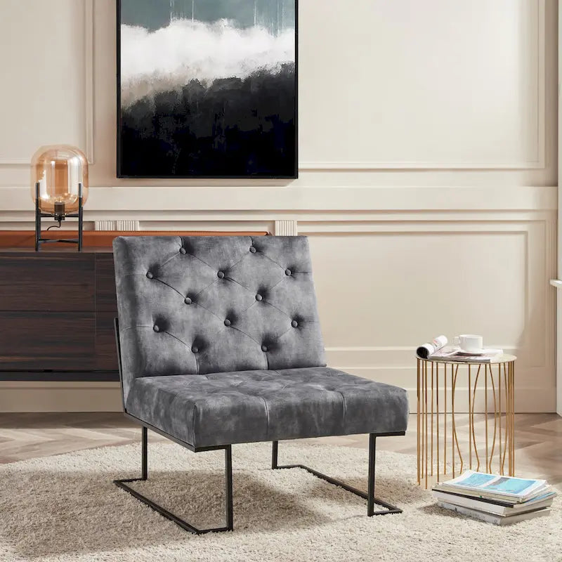 Corvus Savannah Tufted Velvet Upholstered Lounge Accent Chair 3