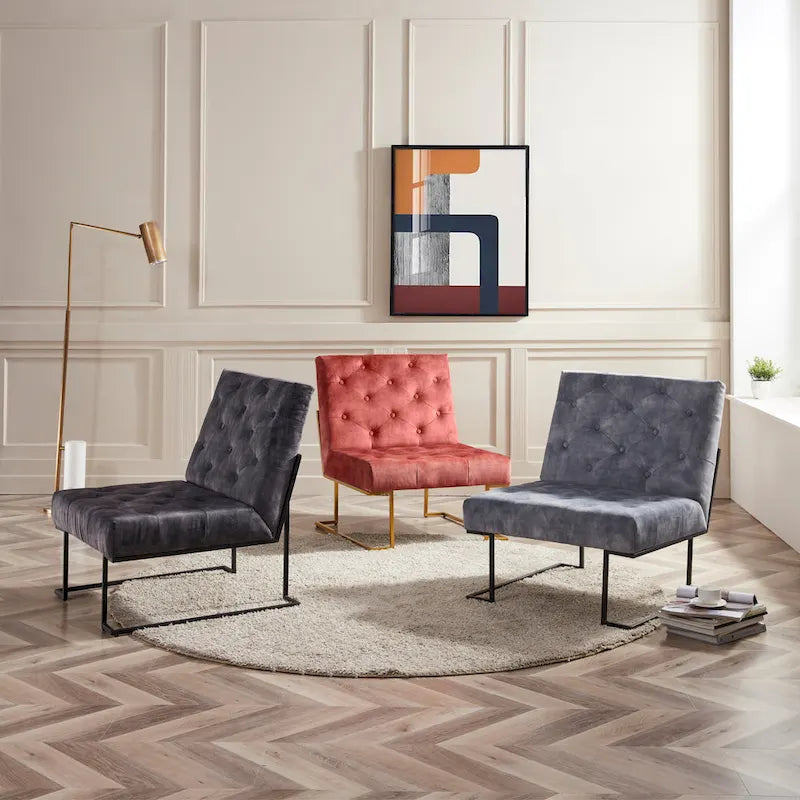 Corvus Savannah Tufted Velvet Upholstered Lounge Accent Chair 4
