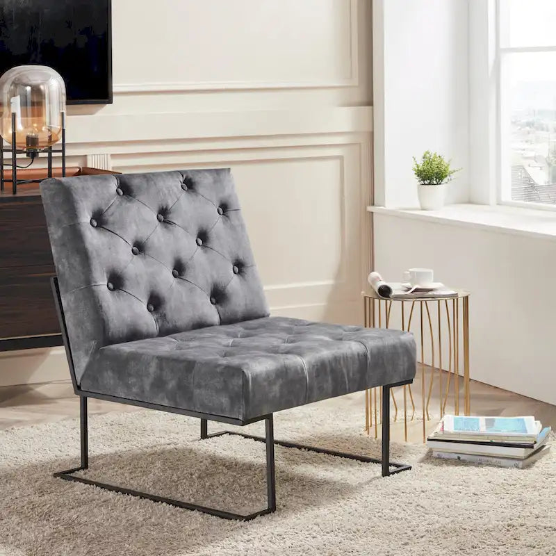 Corvus Savannah Tufted Velvet Upholstered Lounge Accent Chair 7