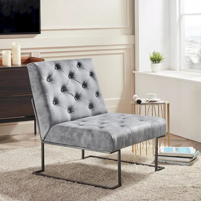 Corvus Savannah Tufted Velvet Upholstered Lounge Accent Chair 13