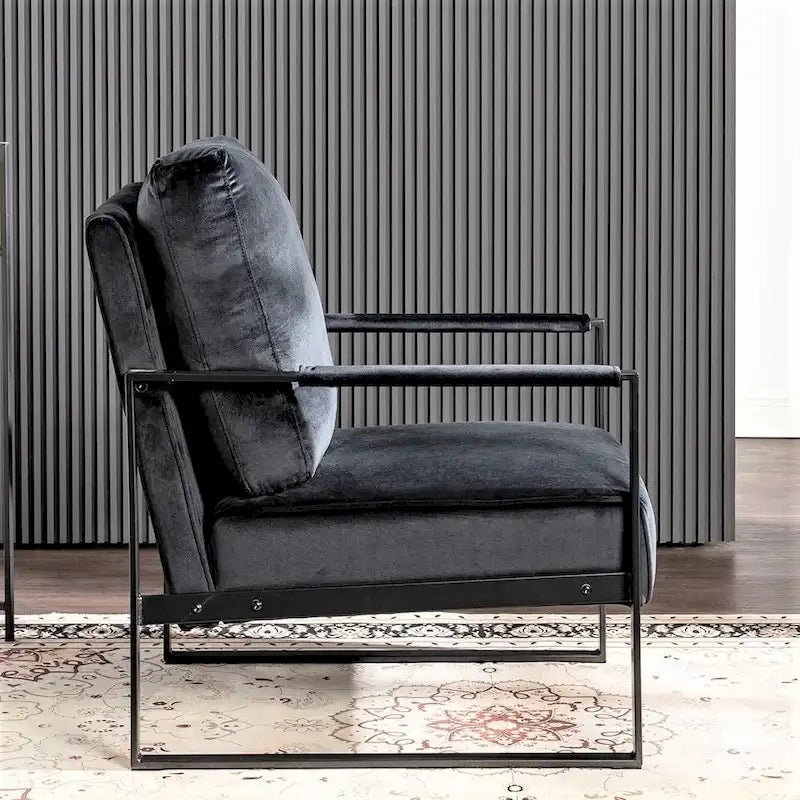 Hosam 25.4 Velvet Upholstery Metal Arms Chair 11