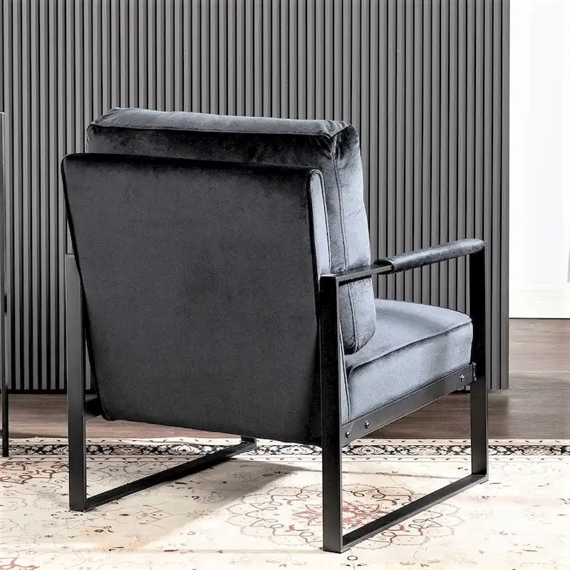 Hosam 25.4 Velvet Upholstery Metal Arms Chair 3