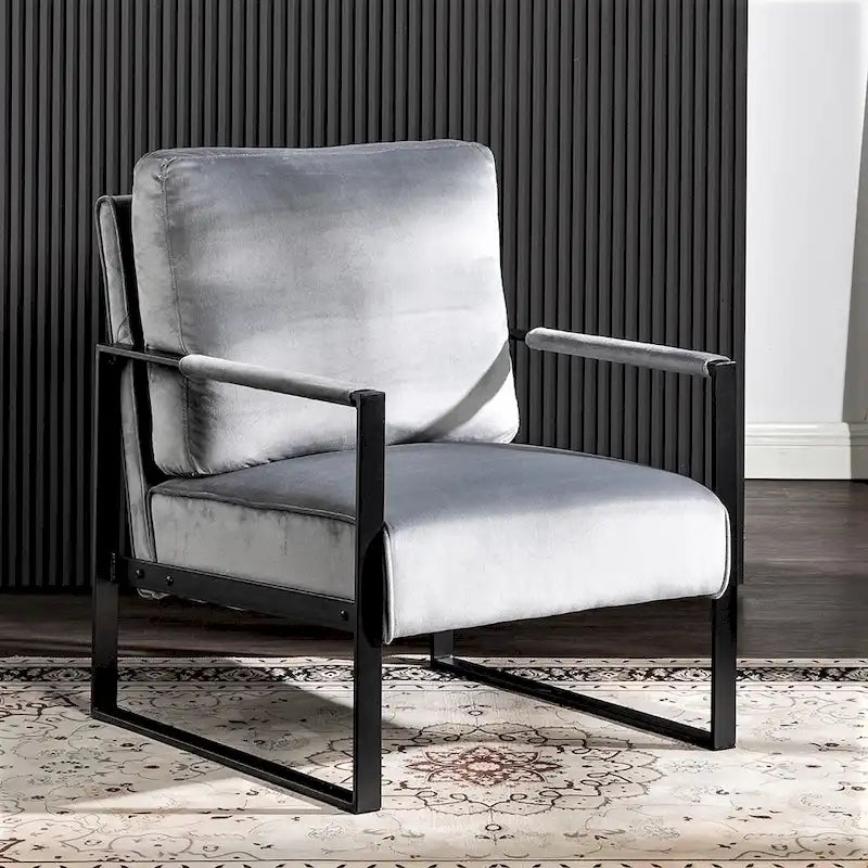 Hosam 25.4 Velvet Upholstery Metal Arms Chair 4