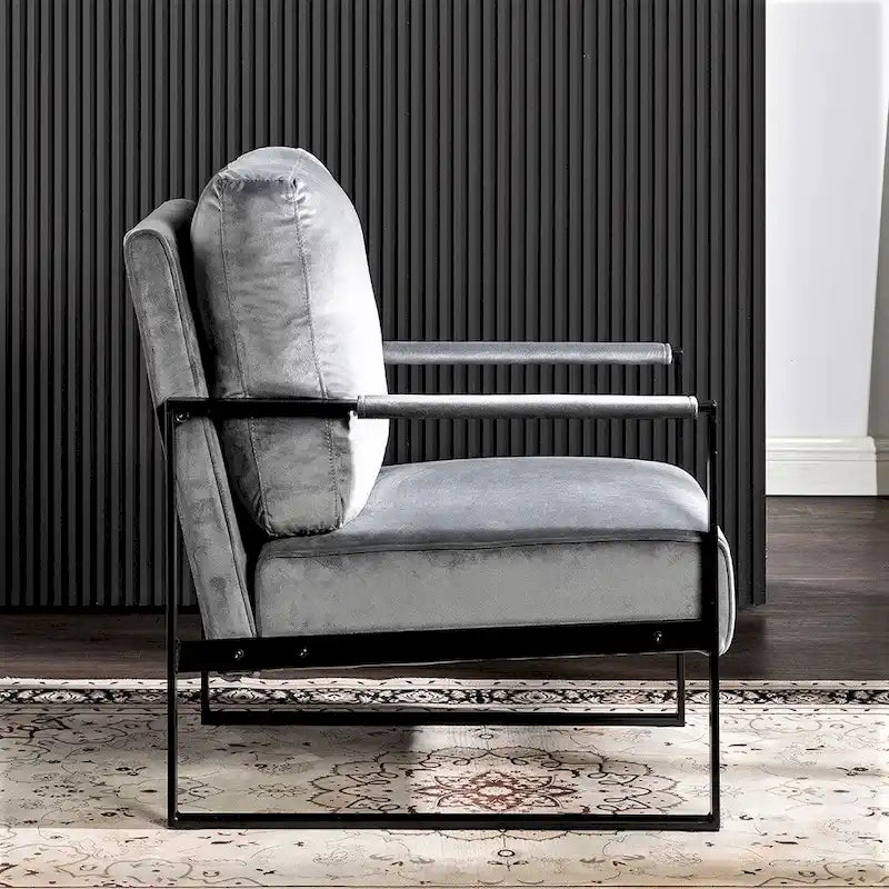 Hosam 25.4 Velvet Upholstery Metal Arms Chair 5
