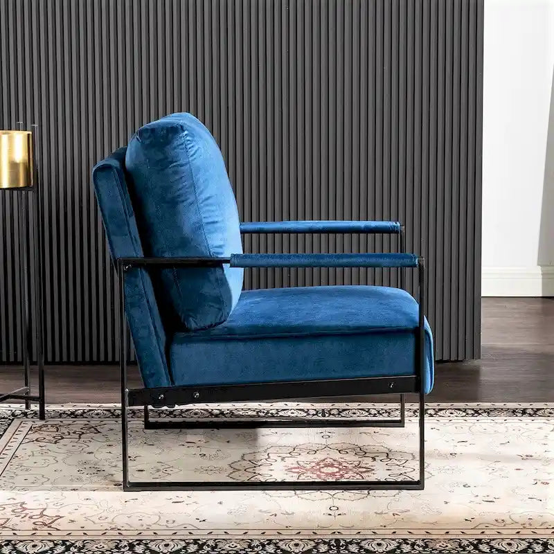 Hosam 25.4 Velvet Upholstery Metal Arms Chair 7