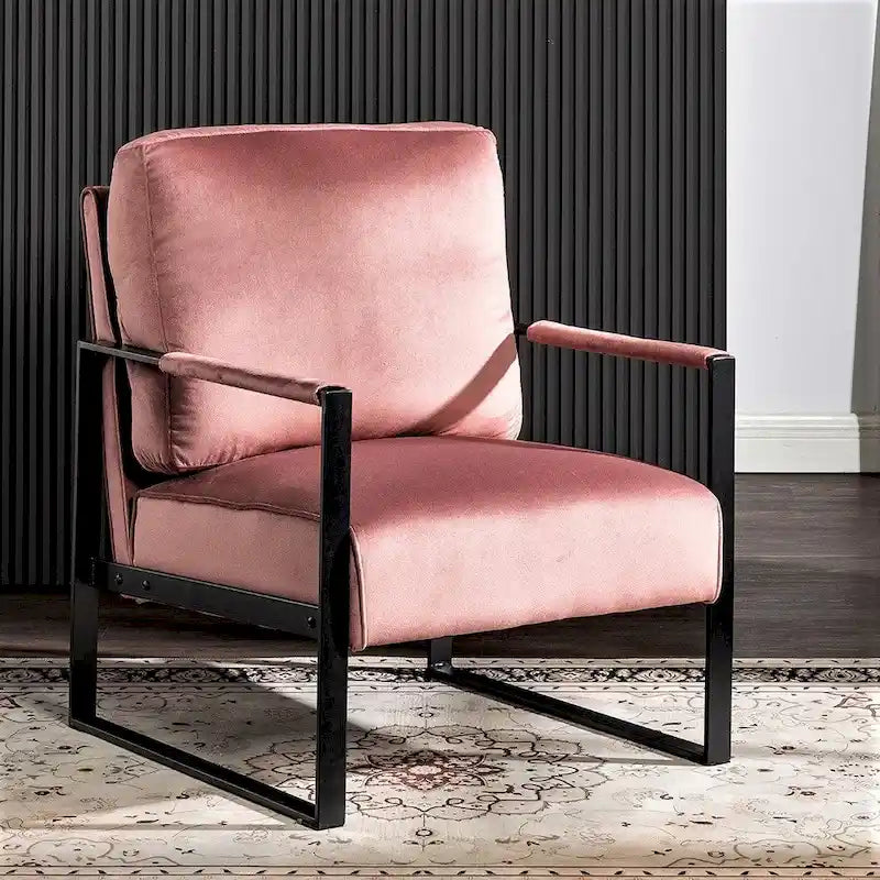 Hosam 25.4 Velvet Upholstery Metal Arms Chair 8