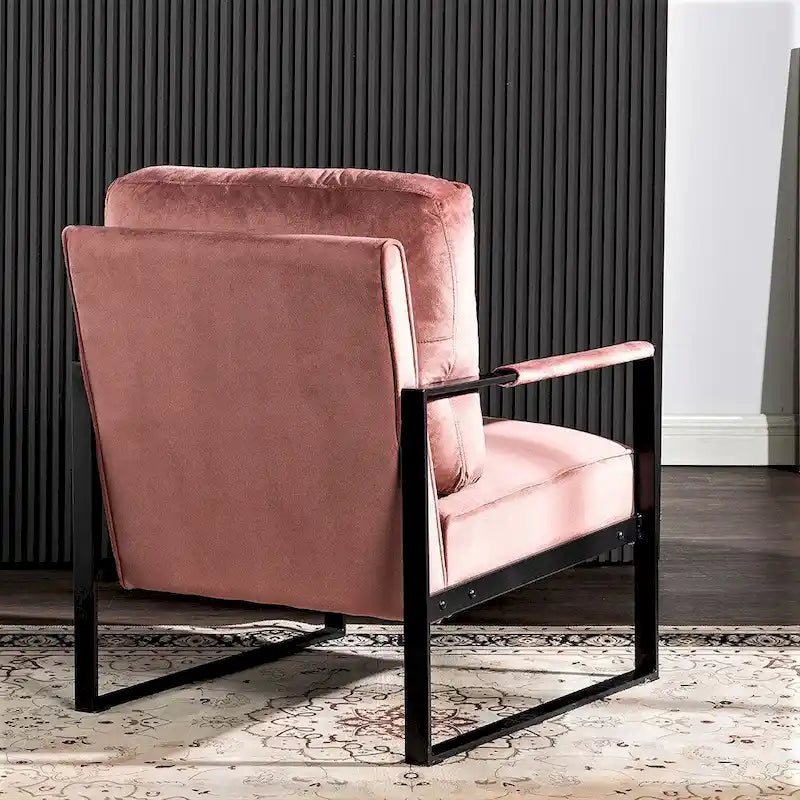 Hosam 25.4 Velvet Upholstery Metal Arms Chair 9