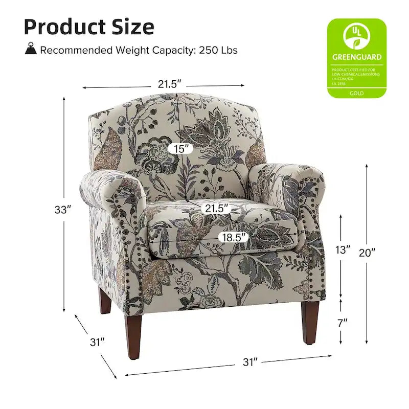 Giampiero Wooden Upholstery Armchair with Nailhead Trims by HULALA HOME 9