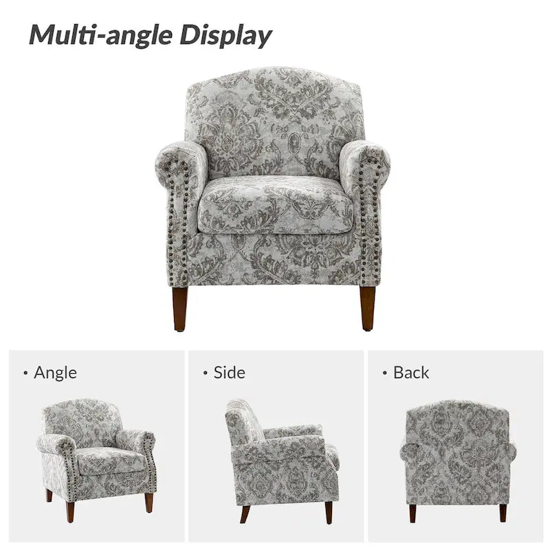 Giampiero Wooden Upholstery Armchair with Nailhead Trims by HULALA HOME 12