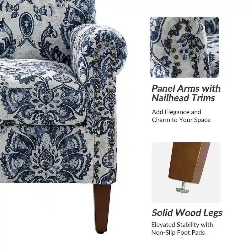 Giampiero Wooden Upholstery Armchair with Nailhead Trims by HULALA HOME 16