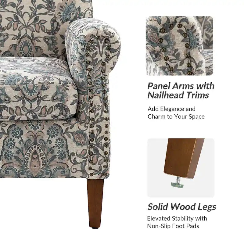 Giampiero Wooden Upholstery Armchair with Nailhead Trims by HULALA HOME 22