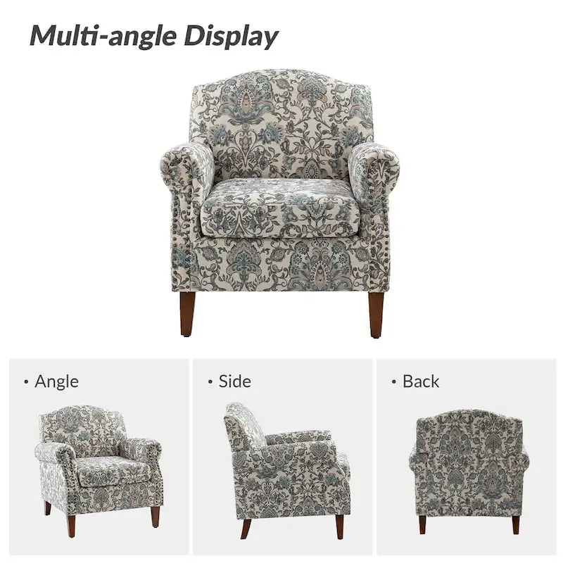 Giampiero Wooden Upholstery Armchair with Nailhead Trims by HULALA HOME 24