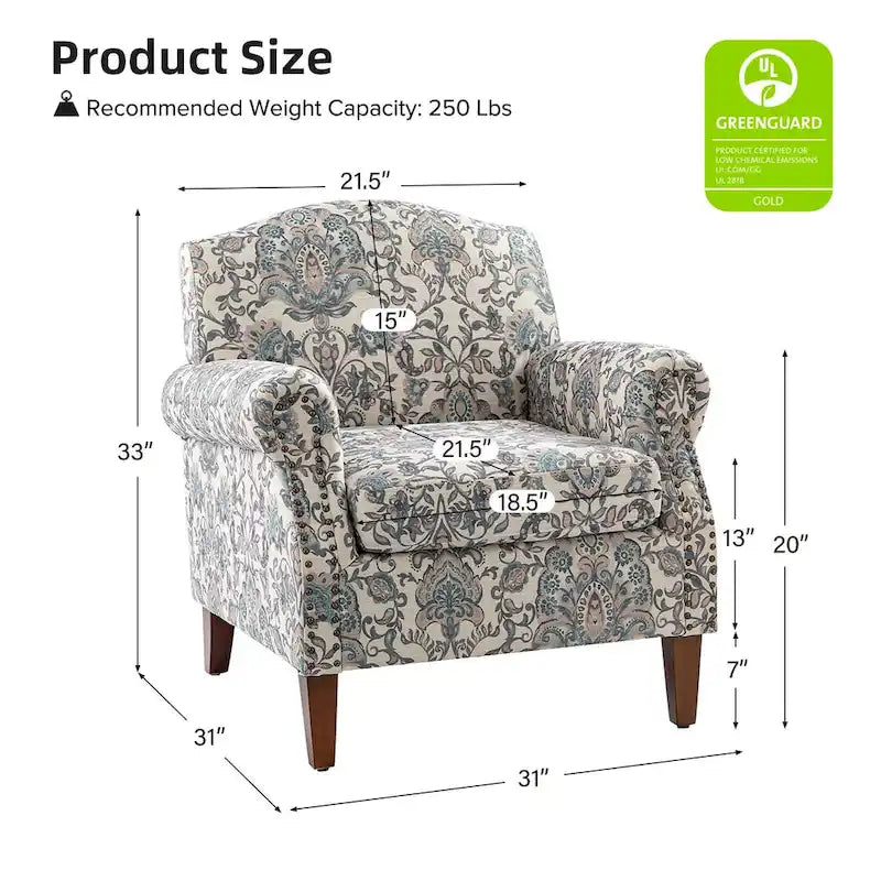 Giampiero Wooden Upholstery Armchair with Nailhead Trims by HULALA HOME 25