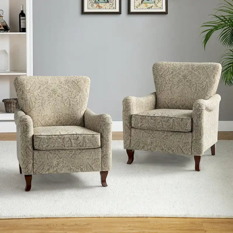 Samouel Modern Floral Upholstered Armchair with Wingback Design Set of 2 by HULALA HOME 38