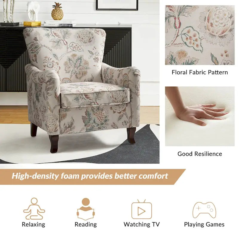 Samouel Modern Floral Upholstered Armchair with Wingback Design Set of 2 by HULALA HOME 6