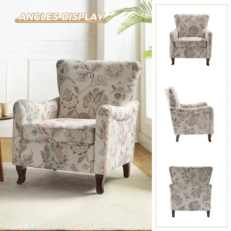 Samouel Modern Floral Upholstered Armchair with Wingback Design Set of 2 by HULALA HOME 8