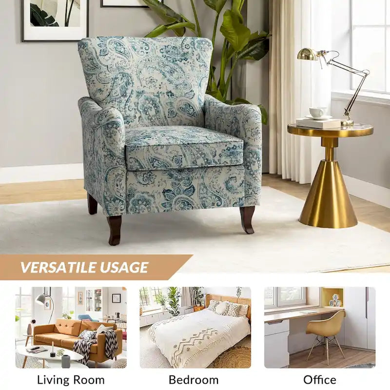 Samouel Modern Floral Upholstered Armchair with Wingback Design Set of 2 by HULALA HOME 18