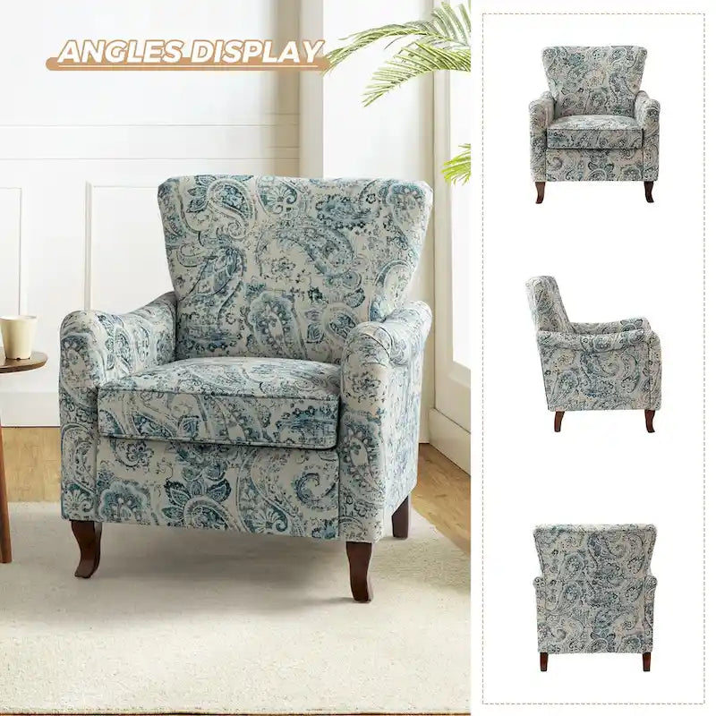 Samouel Modern Floral Upholstered Armchair with Wingback Design Set of 2 by HULALA HOME 21