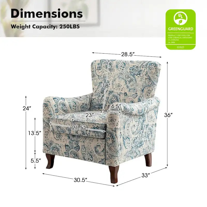 Samouel Modern Floral Upholstered Armchair with Wingback Design Set of 2 by HULALA HOME 22