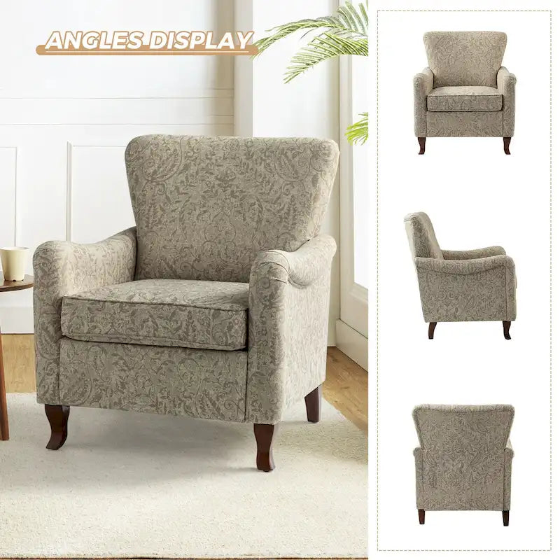 Samouel Modern Floral Upholstered Armchair with Wingback Design Set of 2 by HULALA HOME 27