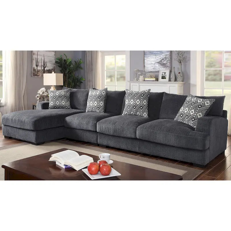 Kintra Contemporary Chenille Upholstered Large L-Shaped Sectional by Furniture of America 13
