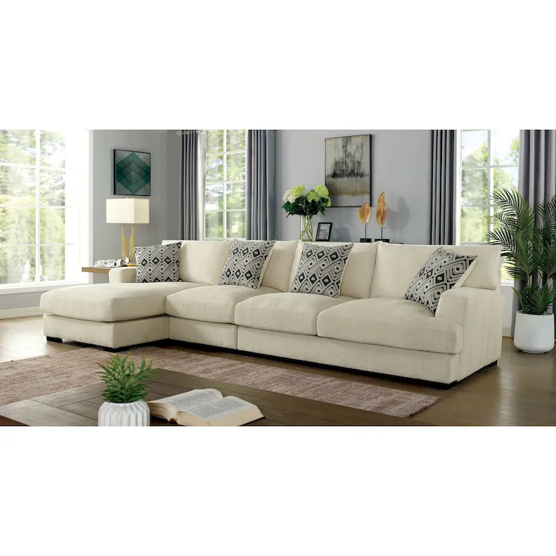 Kintra Contemporary Chenille Upholstered Large L-Shaped Sectional by Furniture of America 14