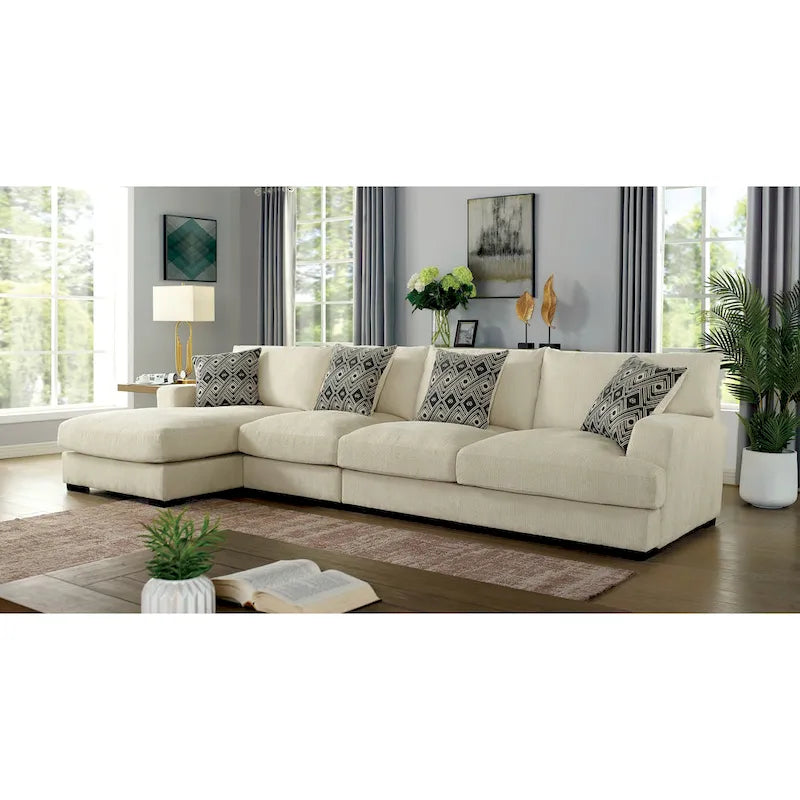 Kintra Contemporary Chenille Upholstered Large L-Shaped Sectional by Furniture of America