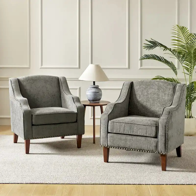 Lucretius Armchair with Nailhead Trim Set of 2 by HULALA HOME 36