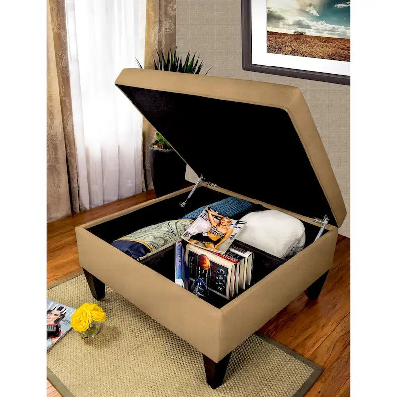 MJL Furniture Manhattan Allure Upholstered Organizational Cocktail Ottoman Table 14