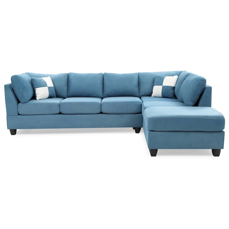 Malone 111 in. Suede 4-Seater Sectional Sofa with 2-Throw Pillow - 111L x 78W x 34H 36