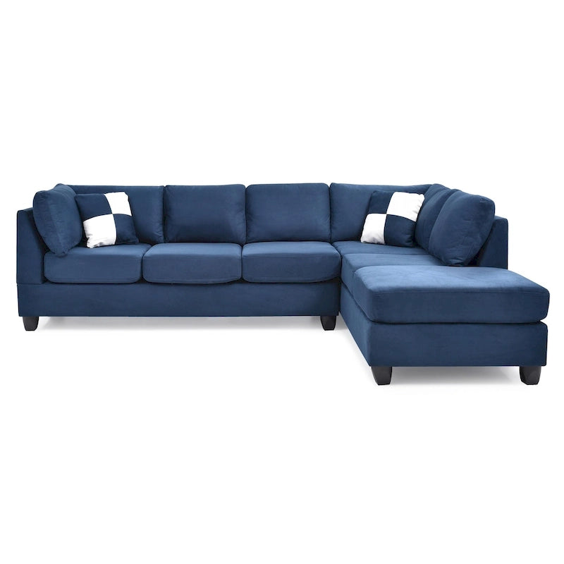 Malone 111 in. Suede 4-Seater Sectional Sofa with 2-Throw Pillow - 111L x 78W x 34H 37