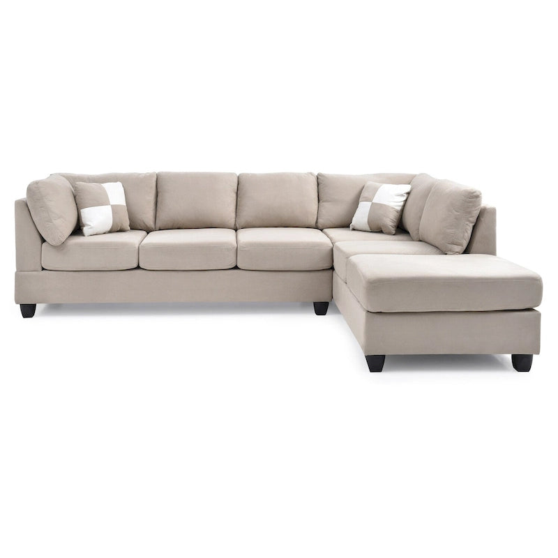 Malone 111 in. Suede 4-Seater Sectional Sofa with 2-Throw Pillow - 111L x 78W x 34H 40