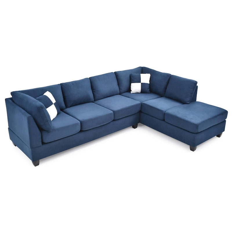 Malone 111 in. Suede 4-Seater Sectional Sofa with 2-Throw Pillow - 111L x 78W x 34H 2