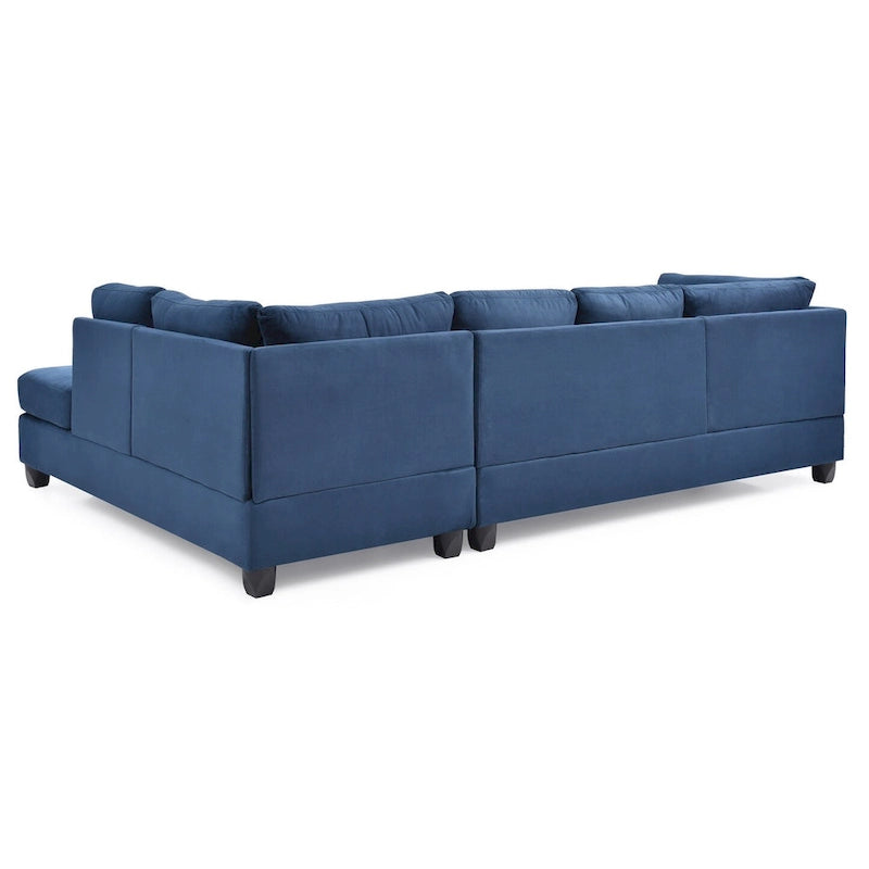 Malone 111 in. Suede 4-Seater Sectional Sofa with 2-Throw Pillow - 111L x 78W x 34H 3