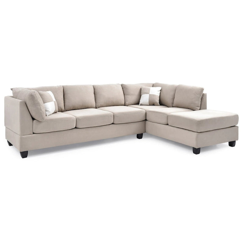 Malone 111 in. Suede 4-Seater Sectional Sofa with 2-Throw Pillow - 111L x 78W x 34H 6