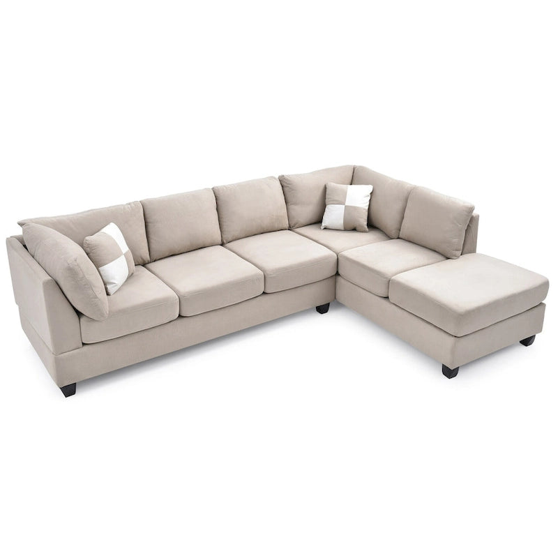 Malone 111 in. Suede 4-Seater Sectional Sofa with 2-Throw Pillow - 111L x 78W x 34H 7