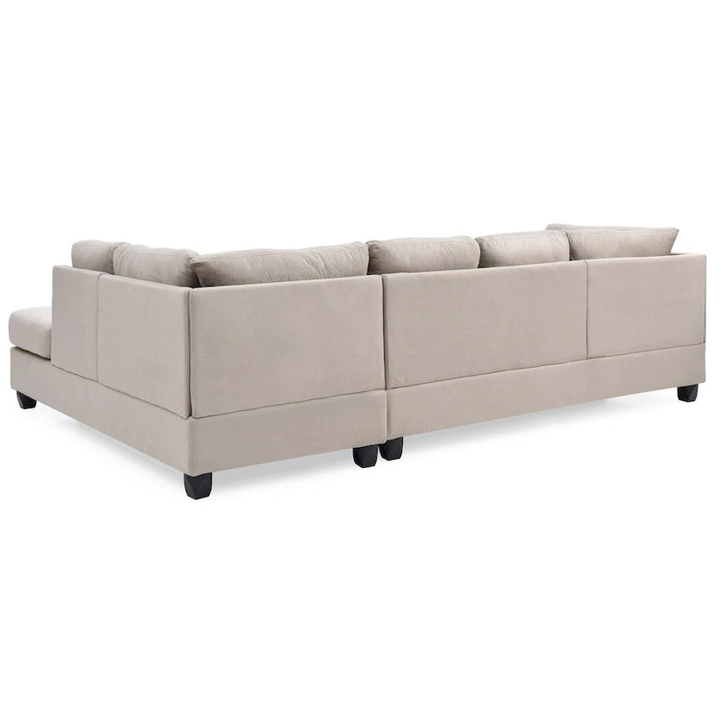 Malone 111 in. Suede 4-Seater Sectional Sofa with 2-Throw Pillow - 111L x 78W x 34H 8