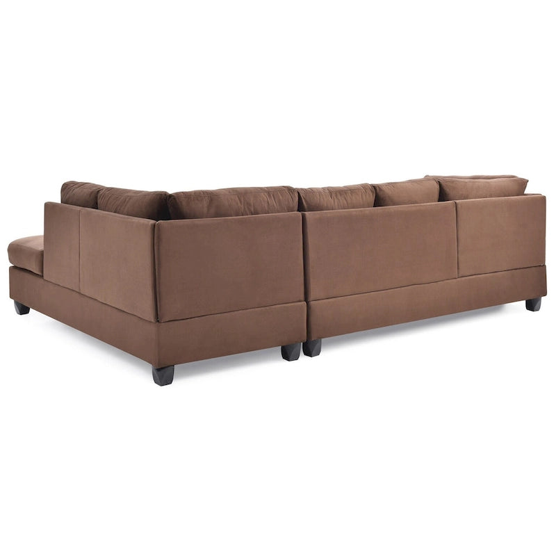Malone 111 in. Suede 4-Seater Sectional Sofa with 2-Throw Pillow - 111L x 78W x 34H 14