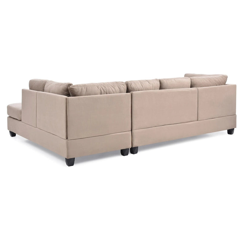 Malone 111 in. Suede 4-Seater Sectional Sofa with 2-Throw Pillow - 111L x 78W x 34H 20