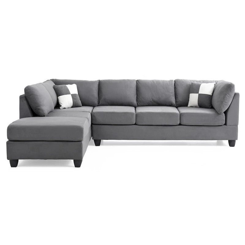 Malone 111 in. Suede 4-Seater Sectional Sofa with 2-Throw Pillow - 111L x 78W x 34H 23