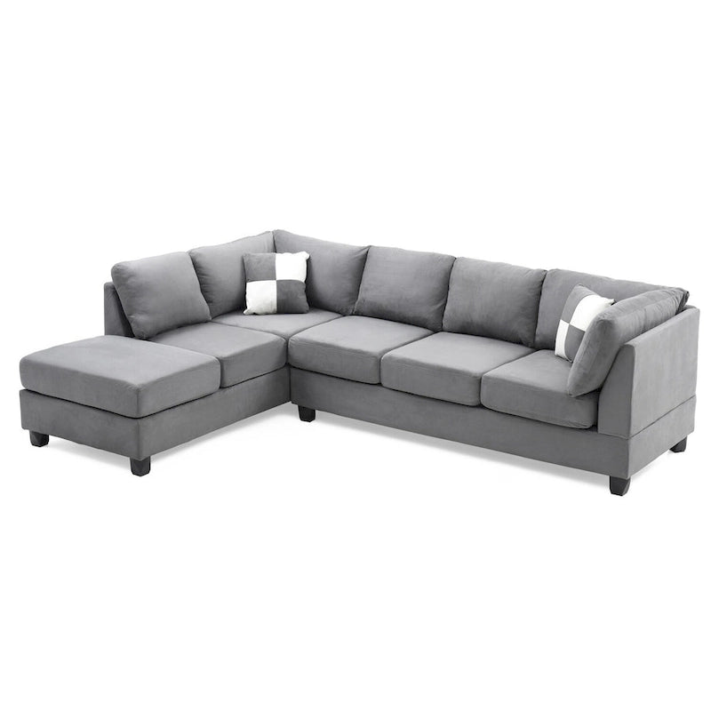 Malone 111 in. Suede 4-Seater Sectional Sofa with 2-Throw Pillow - 111L x 78W x 34H 25