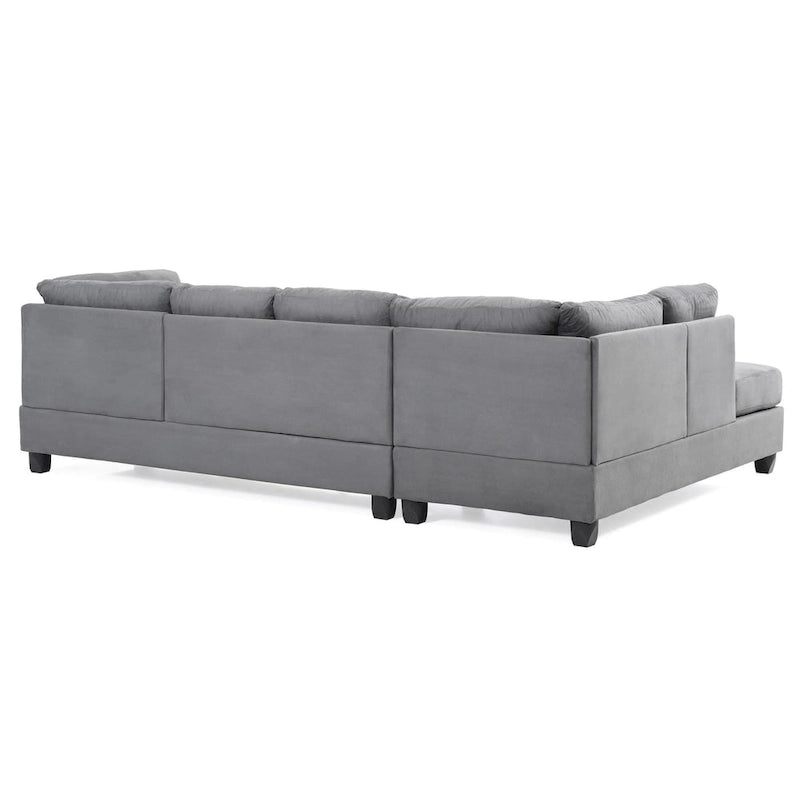 Malone 111 in. Suede 4-Seater Sectional Sofa with 2-Throw Pillow - 111L x 78W x 34H 26