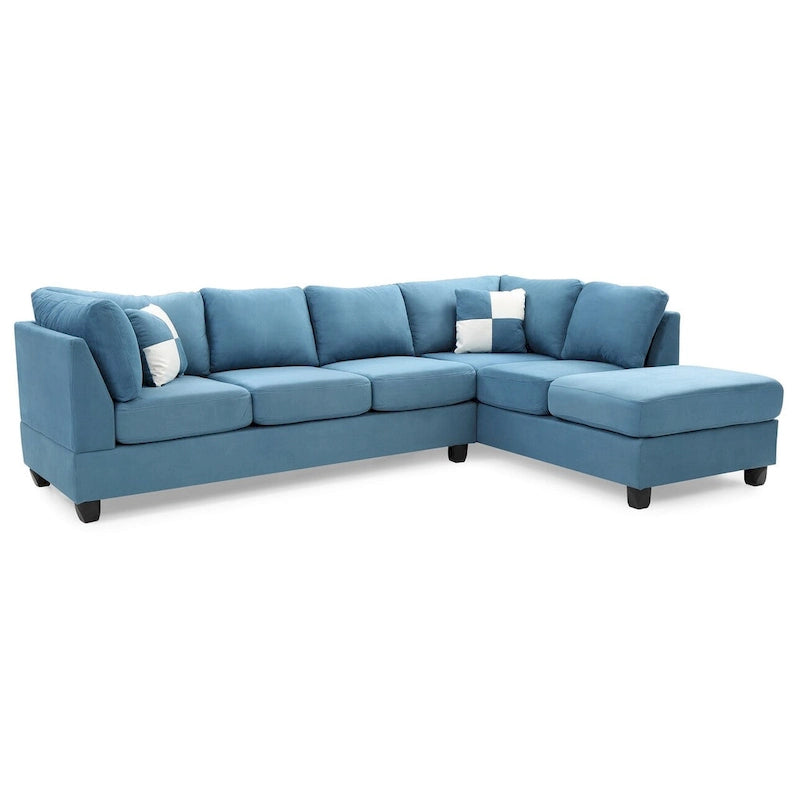 Malone 111 in. Suede 4-Seater Sectional Sofa with 2-Throw Pillow - 111L x 78W x 34H 30