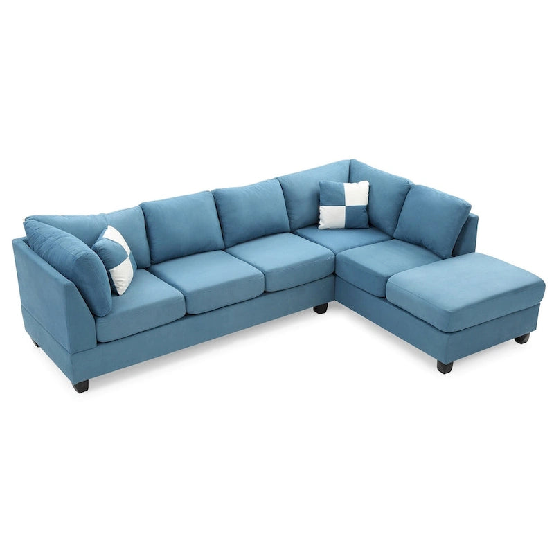 Malone 111 in. Suede 4-Seater Sectional Sofa with 2-Throw Pillow - 111L x 78W x 34H 31