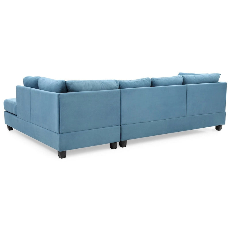 Malone 111 in. Suede 4-Seater Sectional Sofa with 2-Throw Pillow - 111L x 78W x 34H 32
