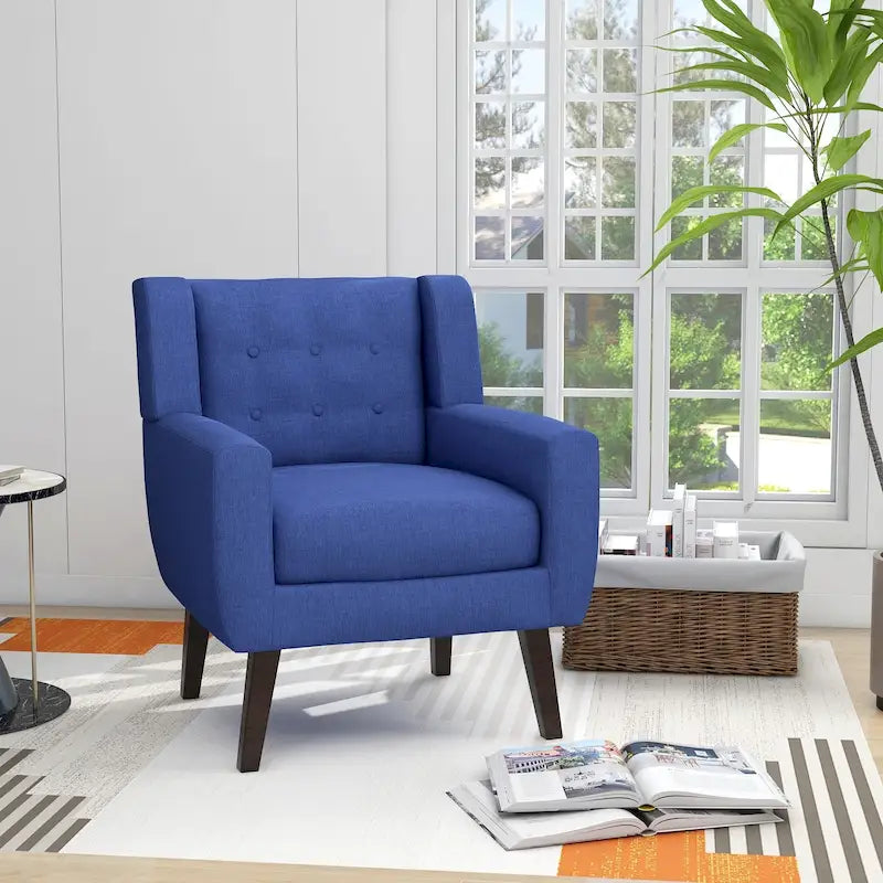 Modern Linen Button Tufted Arm Chair 18