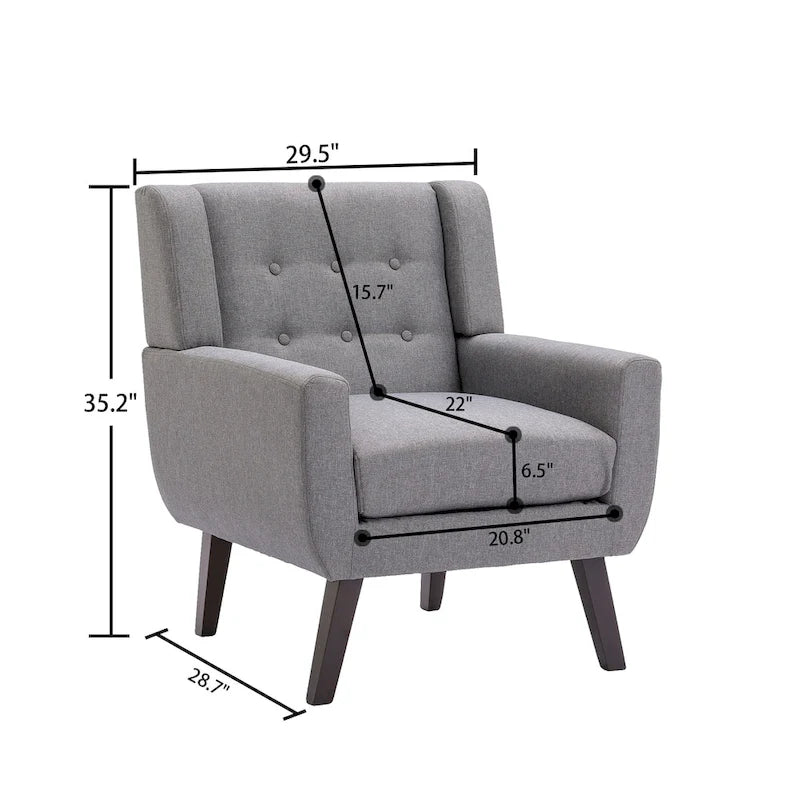Modern Linen Button Tufted Arm Chair 3