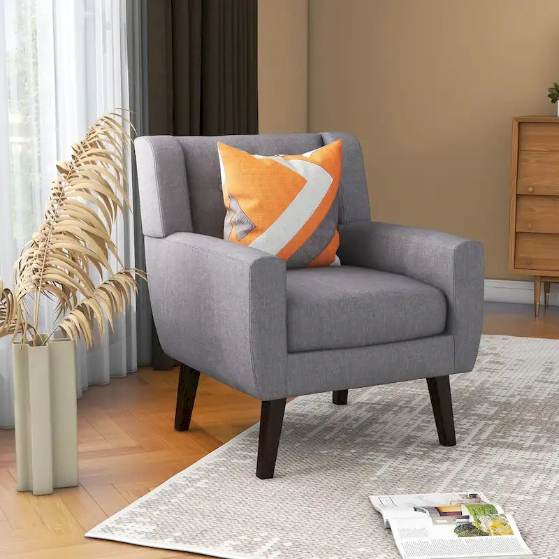Modern Linen Button Tufted Arm Chair 4